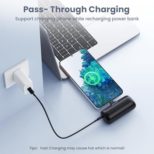 Ultra-Compact 5200 m Ah USB C Power Bank – Fast Charging Mini Portable Charger for i Phone 16/16 Plus/15/15 Plus/15 Pro Max, Galaxy S25/S24, i Pad, and Android Devices – Essential Power Solution for On-the-Go Charging