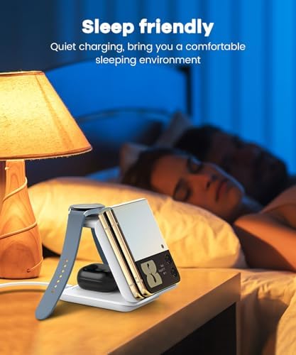 Ultimate Fast Wireless Charging Station for Samsung Galaxy Z Flip Series & Motorola Razr+ – 2-in-1 Foldable Travel Charger with PD 20 W Adapter, Sleek White Design for On-the-Go Convenience – Enhanced Speed & Compatibility for Modern Lifestyles