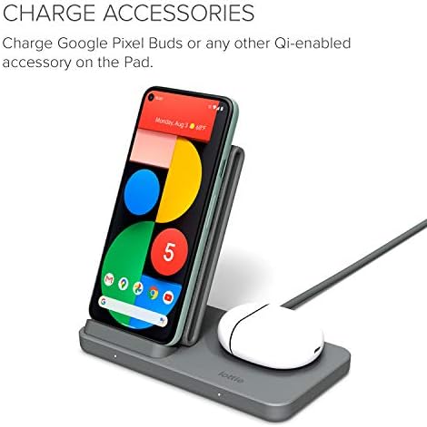Upgrade Your Charging Game with the i Ottie i ON Wireless Duo Charger – Google-Certified Dual Power Hub Featuring 10 W Smartphone Stand & 5 W Accessory Pad for Effortless Qi Charging of Pixel Devices, Stylish Dark Grey Finish Enhances Any Space – Complete with Power Cable & Adapter for Instant Setup and Optimal Performance
