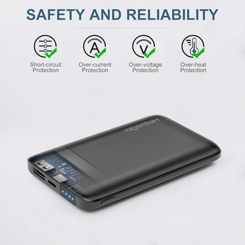 KOVNLO 10,000 m Ah Ultra-Thin Battery Pack for Heated Vests – High-Speed USB-C Power Bank for Heated Apparel, i Phone & Android Devices – Lightweight & Durable Portable Charger for All Your Cold Weather Needs