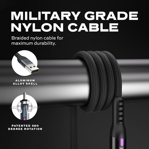 Statik Power Pivot 12 W USB-C Cable – 6 FT Right-Angle Design with 360-Degree Rotating Head for Seamless Charging & Data Transfer, Ideal for Home & Office Setup, Compatible with Smartphones, Tablets, and Laptops, Premium Durability & Flexibility for Enhanced Convenience and Performance