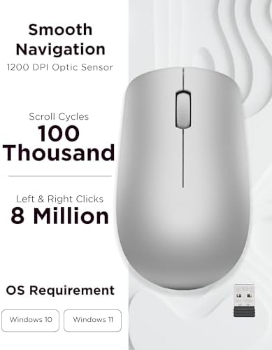 Lenovo 530 Wireless Mouse – Ergonomic Abyss Blue Design with 2.4 GHz Nano USB Receiver, 1200 DPI Optical Sensor for Precision Tracking, Lightweight & Portable for Effortless Navigation, Ideal for Left & Right-Handed Users, Perfect Companion for Work or Travel
