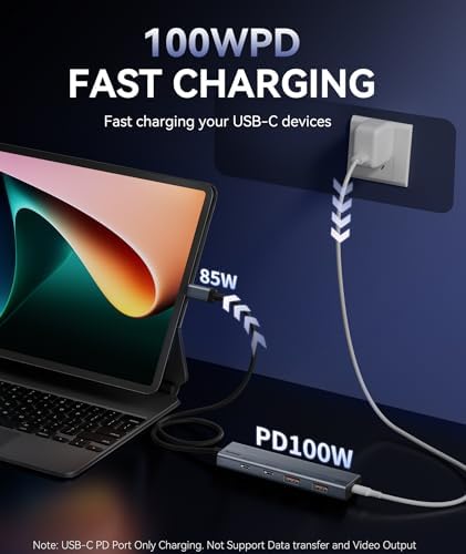 Revolutionize Your Connectivity with the Aceele 10 Gbps USB C Hub Splitter – Ultimate 4-Port Adapter Featuring Dual USB-A 3.2 & USB-C 3.2 for Mac Book Pro, i Mac, i Pad – High-Efficiency 100 W Power Delivery Charging – Seamless Device Integration for Swift File Transfers and Enhanced Productivity
