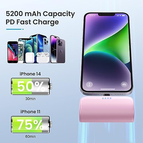 Ultra-Compact 5200 m Ah Power Bank for i Phone – PD Fast Charging Mini Portable Charger with Enhanced Compatibility for i Phone Models 14/13/12/11/XS/XR/X/8/7/6/6 s – Essential On-the-Go Battery Backup for Busy Lifestyles