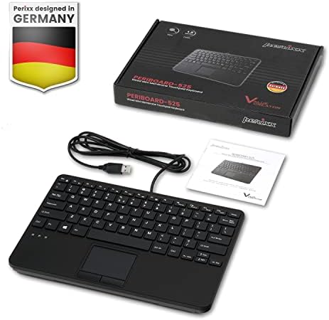 Revolutionize Your Workspace with the Perixx PERIBOARD-525 US Wired Mini USB Keyboard Featuring Touchpad – Compact Design with X Type Scissor Keys, Dual USB Hubs, and Optimal Compatibility for Enhanced Productivity