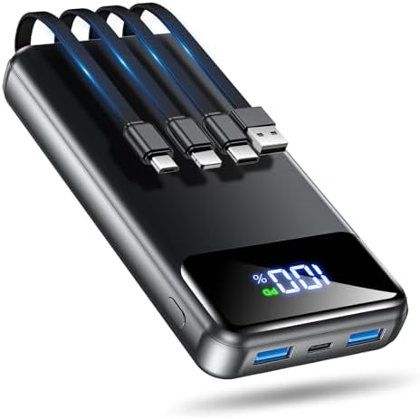 Ultra-High Capacity 50000 m Ah Power Bank – Ultimate Portable Charger with 22.5 W Fast Charging & Built-In Cables for Multi-Device Use – Perfect for Camping, Travel, and Outdoor Adventures – Lightweight, Reliable, and Compatible with i Phone, Samsung Galaxy, Google Pixel & More – Advanced Safety Features with 10,000 Bend-Resistant Cables for Unmatched Durability – Charge Up to 6 Devices Simultaneously with USB-C Two-Way Charging and LED Display for Power Monitoring – Ideal for Outdoor Enthusiasts and Frequent Travelers Seeking Convenience and Safety – Enjoy 365 Days Replacement Guarantee & 24/7 Customer Support for Peace of Mind