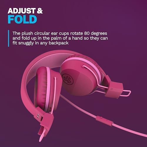 Experience Superior Sound with JLab JBuddies Studio On-Ear Kids Headphones – Safe Volume Limiter, Adjustable & Folding Design, Noise Isolation, Built-in Mic for Toddler Audio Enjoyment (Graphite/Blue) – Perfect for Home, School, and Travel