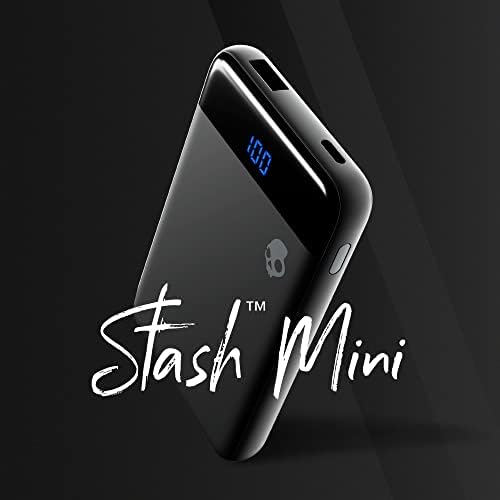 Skullcandy Stash Mini 5000 m Ah Portable Charger – Ultra-Lightweight Power Bank with 12 W USB A & USB C Ports, Bonus Dual Charging Cable, Stylish Moss Finish – Perfect for Travel, Outdoor Adventures, and Daily Use