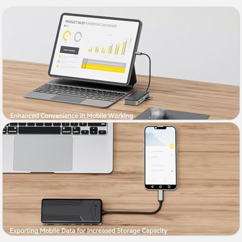 Yottamaster 8-Port USB C Hub with M.2 NVMe SSD Enclosure – High-Speed 10 Gbps USB 3.2 Adapter for Seamless Data Transfer, Stunning 4 K@60 Hz HDMI Output, 100 W Power Delivery & Dual SD/TF Readers – Ultimate Connectivity Solution for Windows & Mac Users to Boost Productivity and Enhance Workflow
