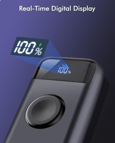 Miady 10000 m Ah 3-in-1 Portable Power Bank with 22.5 W Fast Charging – Premium USB-C & A Charger for Apple Watch, i Phone 16/15/14/13/12, Galaxy S24/S23/S22, and More – Compact Design with LED Display for Ultimate On-the-Go Convenience and Multi-Device Charging