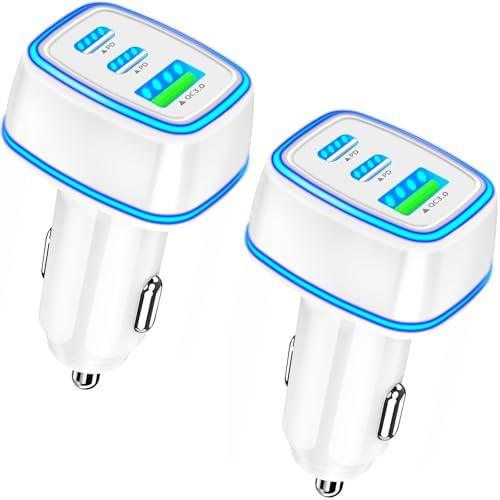 KYOHAYA 90 W Car Charger Bundle – 4-Port USB-C & USB-A Fast Charging Adapter for i Phone 16/15/14/13/12/11 Pro, Galaxy S25/S24, Google Pixel – High-Speed Dual Charging Solution for Road Trips and Daily Commutes – Durable, Compact Design for Enhanced Compatibility and Performance