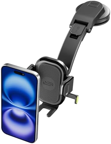 Universal Dashboard Cell Phone Holder by Bracketron – 360° Rotatable Mount with Strong Suction Cup for Secure Smartphone Access in Any Vehicle – Compatible with i Phone, Samsung, Google, Huawei and More – Effortless One-Click Release for Enhanced Safety and Convenience