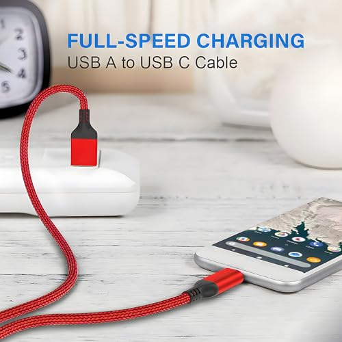 High-Speed USB Type C Cable 3-Pack – Durable Nylon Braided Charger for i Phone 16, Galaxy S24 & PS5 – Versatile 10 ft, 6.6 ft, 3.3 ft Lengths for Rapid Charging and Data Transfer – Enhanced Compatibility for All Modern Devices