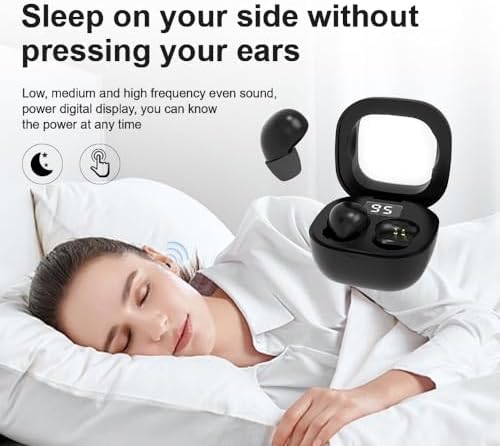 Revolutionary SK19 Sleep Earbuds for Side Sleepers | Ultra-Compact Wireless Bluetooth Earphones Tailored for Small Ears | Discreet Invisible Design with Hands-Free Mic for Effortless Calling | Enhanced Connectivity in Stylish Khaki | Ideal for Restful Sleep and Everyday Listening
