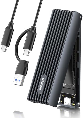 FIDECO High-Speed M.2 NVMe Enclosure – USB 3.2 Gen 2 Adapter for M & M+B Key SSDs, 10 Gbps Data Transfer, Tool-Free Setup, Durable Aluminum Alloy Design, Compact Sandwich Style, Enhanced UASP & Trim Support for Optimal Performance and Reliability