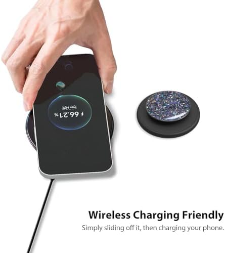 Mag Safe-Compatible Magnetic Phone Grip & Adjustable Kickstand – Classic Black Wireless Charging Ring Holder for i Phone with Effortless Attachment, Personalized Comfort & Enhanced Stability for On-the-Go Convenience