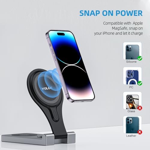 Revolutionize Your Charging Experience with the 3-in-1 Magnetic Wireless Charger – Foldable, Travel-Friendly Charging Station for i Phone 16/15/14/13/12, Apple Watch, and Air Pods – Mag Safe Compatible for Rapid Power-Up and Seamless Multi-Device Charging