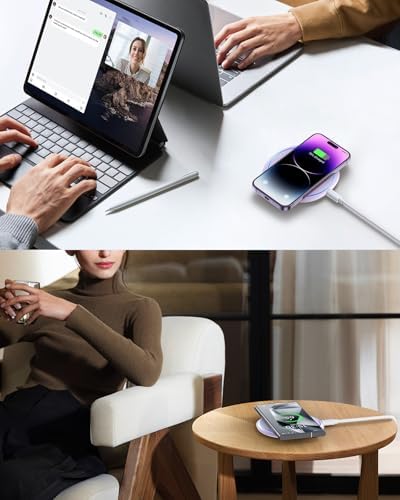 NANAMI Fast Wireless Charger – 7.5 W Qi Certified Charging Pad with PD3.0 Adapter for i Phone 16/15/14/13/12 & 10 W for Samsung Galaxy S25/S24/S23/S22/S21/Note 20 – Sleek & Compact Design, Advanced Safety Features, Effortless Charging for Home and Office Efficiency
