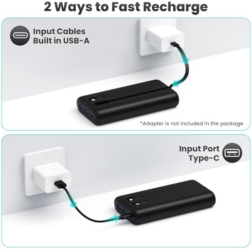Maximize Your Power On-the-Go: 26800 m Ah Ultra-High Capacity Portable Charger with Dual USB Outputs for High-Speed Charging – Universal Compatibility with i Phone 16/15/14/13/12, Galaxy, Android & More – Lightweight & Safe External Battery Pack for Travel & Daily Use
