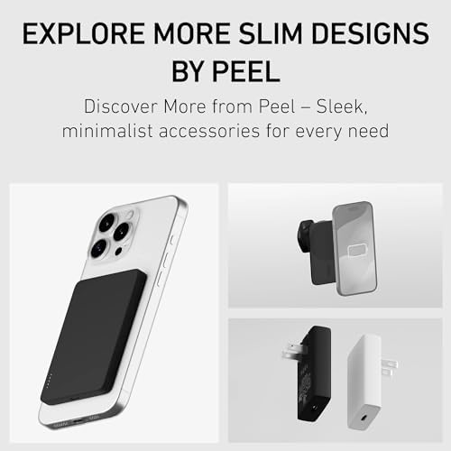Magnetic Ultra Slim Wireless Power Bank – PEEL 5,000 m Ah Charger for i Phone 16/15/14/13/12 – Fast 15 W Wireless & 20 W USB-C Charging, Lightweight & Portable Design for Effortless On-the-Go Power – Secure Magnetic Grip for Mag Safe Devices – Minimalist Accessory for Seamless Charging Experience