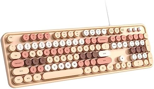 Experience Ultimate Clarity with the Large Print Wired Office Keyboard – 104 Full-Sized Typewriter Keys for Enhanced Visibility, Ergonomic Design, and Instant USB Plug & Play Compatibility for Windows and PCs – Perfect for Home and Office Use