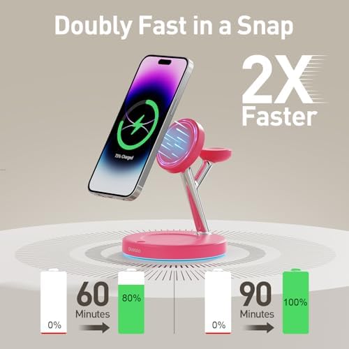 2025 Premium 3-in-1 Wireless Charging Station for i Phone 16, 15, 14, 13, 12 – Mag-Safe Compatible Charger Stand for Air Pods and i Watch – Fast, Efficient Power Hub with Sleek Design and Overcharge Protection for Home or Travel