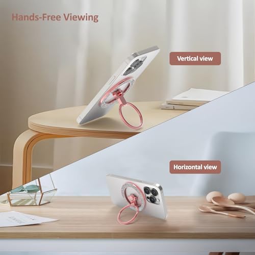 Glitter Black Mag Safe Phone Grip Stand – Stylish Magnetic Ring Holder for i Phone with 360° Rotational Flexibility, Effortless Hands-Free Functionality, and Universal Compatibility for All Mag Safe Devices – Lightweight and Durable Accessory for Everyday Convenience