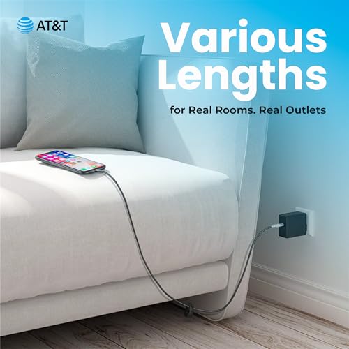 AT&T 6 ft Braided USB-C Charging Cable – Durable & Tangle-Free Cord for Fast Data Transfer and Universal Device Compatibility – Ideal for Phones, Tablets, and Laptops – Includes Warranty for Enhanced Reliability – Sleek Black Design