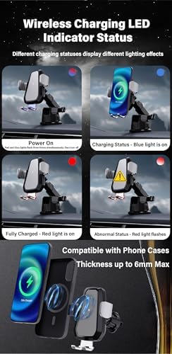 Sleek Silver 3-in-1 Wireless Car Charger & Phone Mount – Effortless Fast Charging for i Phone 16/15/14/13/12/11 & Samsung Galaxy S23/S22/S21/S20/S10+/S9+/Note 9 – Auto-Clamping Design for Safe, One-Handed Operation & Adjustable Viewing Angles