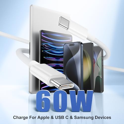 Apple i Phone 15 Charger Cable Trio – 6 ft USB-C to USB-C Fast Charging Set for i Phone 15, Mac Book & i Pad 12.9 – Superior Durability & Enhanced Compatibility for Effortless Powering Solutions