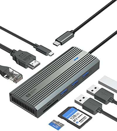 Upgrade Your Connectivity with SANZANG 8-in-1 USB-C Docking Station – 4 K@60 Hz HDMI, 100 W Pass-Through Charging, 1 Gbps Ethernet & Dual SD/TF Slots for Effortless File Transfers – Ideal USB Hub for Mac Book Users Seeking Enhanced Speed and Compatibility
