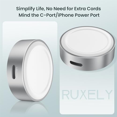 Ruxely Ultra-Portable Magnetic Wireless Fast Charger for Apple Watch – High-Efficiency USB-C Charging Adapter Compatible with i Watch Series 10, 9, 8, 7, 6, Ultra 2 & SE – Compact Design for Effortless Mobility and Quick Power Solutions