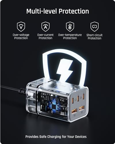 VOLTME 75 W Ga N USB C Charging Station – 5-Port Fast Charger for i Phone 15, Galaxy S23 Ultra, Mac Book Pro & More – High-Speed Multi-Device Power Hub with Enhanced Safety Features and Compact Desktop Design for Ultimate Convenience