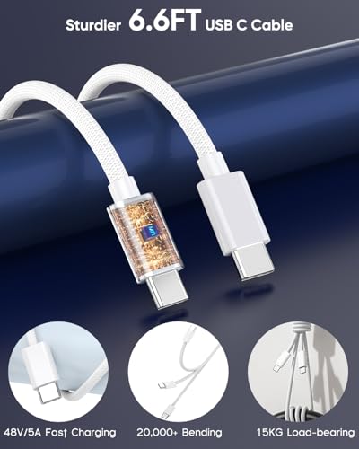 USB C to USB C,240W USB-C Woven Charge Cable,6.6ft 2Pack USB C Cable Fast Charging Cord for Apple MacBook Pro/MacBook Air,iPad Pro/Air,iPad mini,iPhone 16 15 Pro Max Plus Compatible 140W/100W/60W/45W – Enhanced Compatibility and Speed