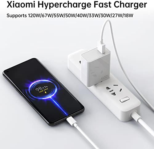 120 W Ultra-Fast Wall Charger Block with 90 W Compatibility for Xiaomi Devices – Rapid Charging Adapter with USB-C Cable for Enhanced Performance and Safety – Perfect for Xiaomi 15, 14, 13, 12, Redmi Note, Poco F4 GT, and More – Compact Design for On-the-Go Convenience
