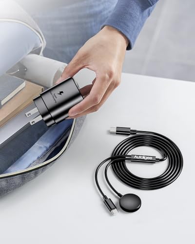 Revolutionary 25 W Dual-Function USB-C Fast Charger for Samsung Galaxy Watches & Latest i Phones – Streamlined 2-in-1 Charging Hub for Galaxy S20-S25 & i Phone 15/16 – 4 FT Versatile Cable for Optimal Positioning – Compact, Travel-Friendly Design for Everyday Efficiency and Convenience