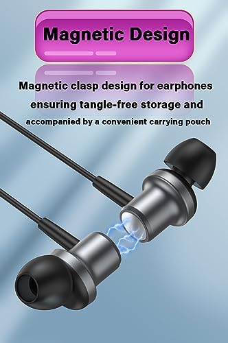 Premium USB Type C Earbuds with Magnetic Bass and Noise-Canceling – Ultimate In-Ear Headphones for i Phone 15 Pro Max, Galaxy S23 Ultra, Pixel 8 & More – Ergonomic Wired Design for Enhanced Comfort and Clarity – Ideal for Music, Calls, and Daily Commuting – GAROGYI Quality Audio Solution in Sleek Gray Finish