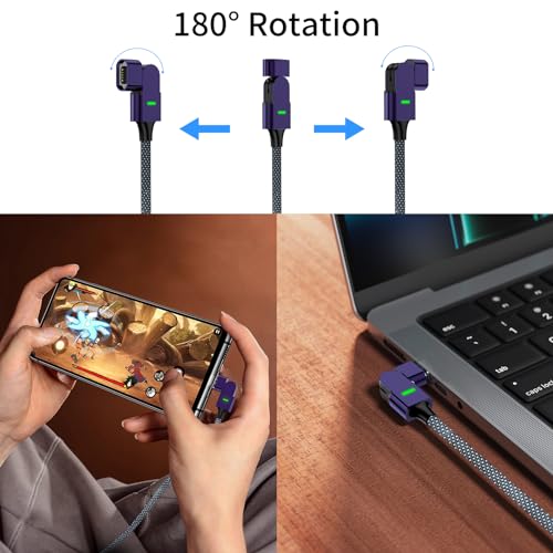 Revolutionize Your Charging with the 100 W USB C Magnetic Charger Cable – 180° Rotating Design for Hassle-Free Power & Data Transfer (2 Pack: 4 ft & 6.6 ft) – Compatible with i Phone 16/15/14/13, i Pad, Mac Book Pro, Galaxy S22 – Fast Charging & 480 Mbps Data Transfer for Enhanced Device Performance – Durable & Tangle-Free Solution