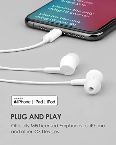 PALOVUE Lightning Connector Earbuds for i Phone | MFi Certified Earphones with Microphone Control | Noise-Isolating Design in Sweet Flow Black | Compatible with i Phone Models 14, 13, 12, 11, Pro Max, X, XS, XR, 8, 7 Plus | Superior Sound Quality and Comfort for Music and Calls | Durable Lightweight Earbuds Perfect for Daily Use