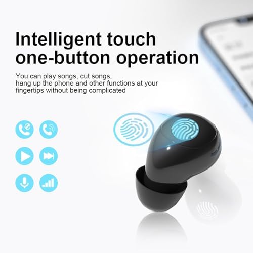 Ultra-Compact Bluetooth Earbuds: Invisible Mini Wireless Earphones for Discreet Listening, IPX5 Waterproof Design Ideal for Small Ear Canals, Ergonomic Fit for Work, Travel, and Relaxation – Enhanced Compatibility and Long Battery Life
