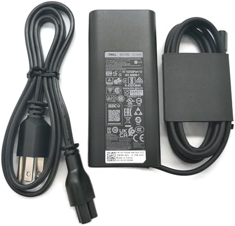 Dell 65 W USB-C Laptop Charger for Latitude 9410-9450 – Genuine Original AC Adapter with Enhanced Compatibility and Fast Charge Capability, 3 FT Power Cord, Compatible with Multiple Models – Ideal for Reliable Power Supply and Efficient Performance