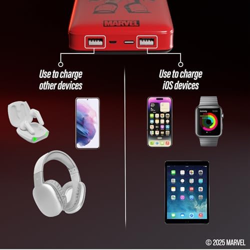 Marvel Deadpool 10,000 m Ah Power Bank – Stylish Portable Charger for All Devices, Quick USB Charging for Marvel Fans – Perfect Gift for Men, Women, and Teens Who Love Deadpool – Ultimate Convenience with Enhanced Compatibility and Speed