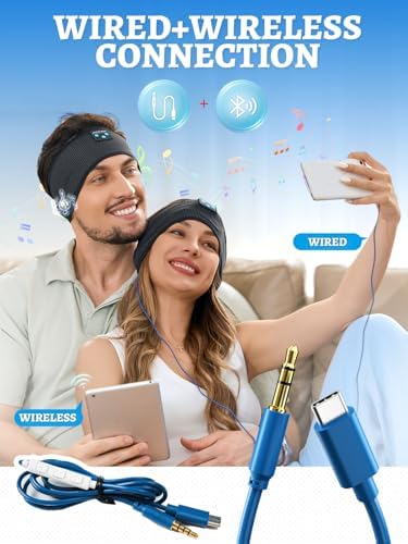 Ultimate Bluetooth Sleep Headband with Ultra-Thin Speakers | Dual Playback Modes for Wired & Wireless Use | Ergonomically Designed for Side Sleepers | Luxurious Comfort for Restful Nights | Ideal Gift for Enhanced Sleep and Relaxation