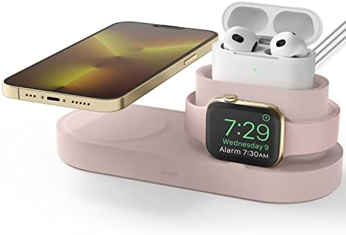 elago Mag Safe Multi-Device Charging Hub – Streamlined Charging Station for i Phone 16/15/14/13/12, Air Pods Series 4/Pro 2/Pro/3, and All Apple Watch Models – Sleek Dark Gray Finish for Effortless Organization and Rapid Power-Up (Cables Not Included)