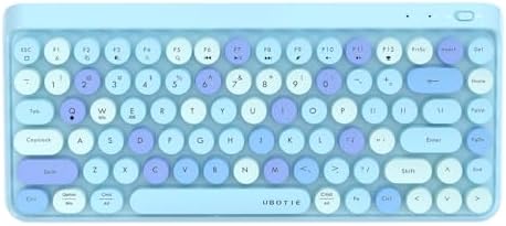 UBOTIE Retro Bluetooth Mini Keyboard – Colorful Portable Design for Windows, Mac, and i OS – 84 Keys Wireless Typewriter-Style Keyboard for Stylish Typing on the Go – Enhanced Compatibility and Speed UBOTIE Retro Bluetooth Mini Keyboard – Colorful Portable Design for Windows, Mac, and i OS – 84 Keys Wireless Typewriter-Style Keyboard for Stylish Typing on the Go – Enhanced Compatibility and Speed