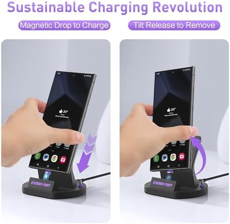 120 W Magnetic USB C Charging Dock: Fast Charging Station for Galaxy A15, A55, A35 – Sleek Desktop Stand with Type-C Tips for Phones, Earbuds, and Kindles – Ultimate Compatibility and Efficiency for Any Workspace