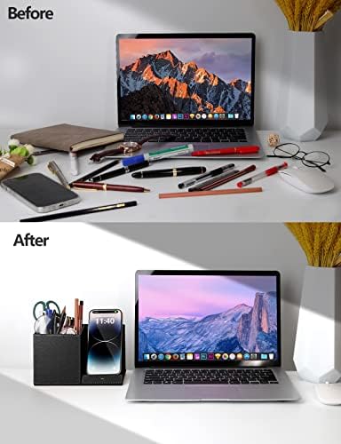 Transform Your Workspace with the Ultimate 2-in-1 Wireless Charging Pen Holder & Phone Stand – Perfect for i Phone 16/15/14/13/12/11/8 Series – Enhance Productivity & Declutter Your Desk – Ideal Gift for Men, Husbands, Dads & Professionals – Fast Charging & Functional Elegance