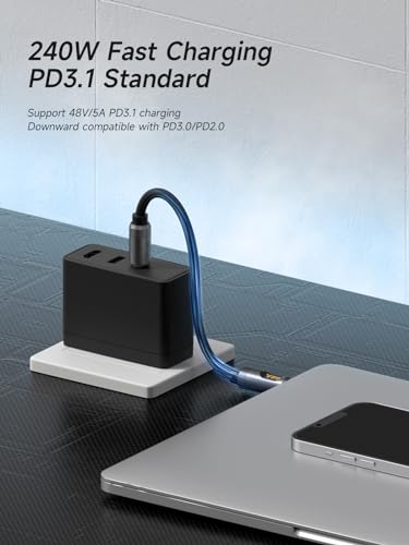 Hagibis 240 W USB C Fast Charging Cable with LED Display – 6.6 Feet Durable Silicone for i Phone 16/15 Pro Max, i Pad, Mac Book Pro – Ultra-Fast 480 Mbps Data Transfer, Flexible Tangle-Free Design for Maximum Performance and Connectivity