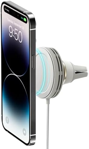 i Ottie Velox Mini Mag Safe Air Vent Car Mount – Midnight Blue Wireless Charger for i Phone 12/13/14/15/16 Series – Effortless Installation & Hands-Free Navigation – Compact Design for On-the-Go Charging