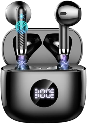Premium Bluetooth 5.4 Wireless Earbuds with 40-Hour Playback and IP7 Waterproof Design – Noise Cancelling In-Ear Headphones with LED Power Display for Crystal Clear Calls and Enhanced Audio Experience – Ideal for Sports, Workouts, and Daily Use on Android and i OS Devices